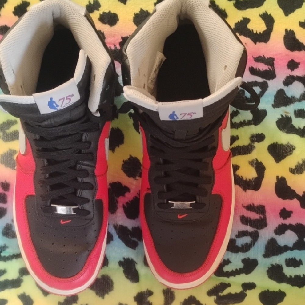 Nike High-Top Sneakers in Black, Red, and White